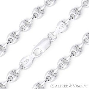 7.1mm Puffed Marina / Mariner Link Chain Bracelet in .925 Sterling Silver - 7"